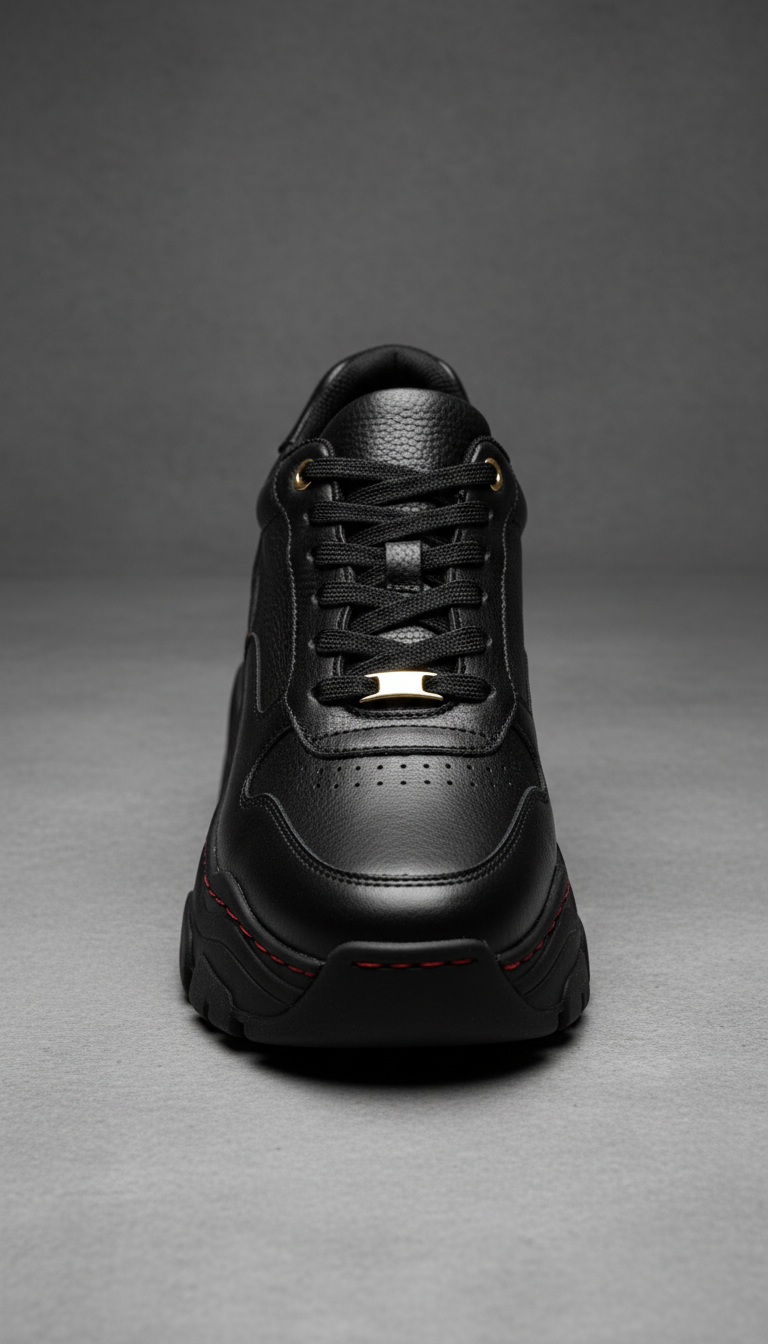 Chunky Black Leather Sneaker